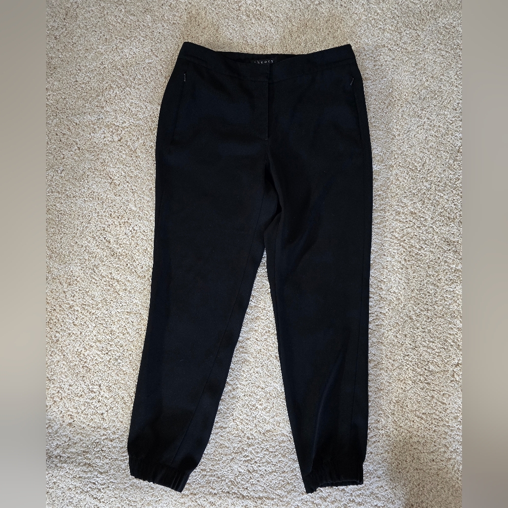 Theory Size 4 Womens Black Jogger Business Pants Stretch Ankle